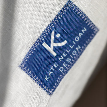 Seaweed Stripe White on Navy Linen-Cotton Canvas Pillow