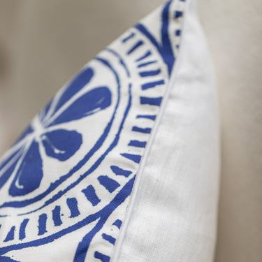 Navy MedallionLinen-Cotton Canvas Pillow
