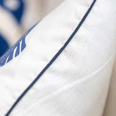 Blue Striper on White with Navy Piping Linen-Cotton Canvas Pillow