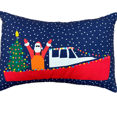 Santa on a Boat Lumbar Pillow