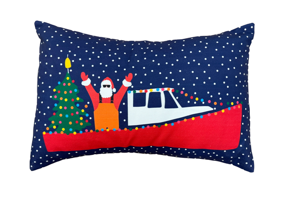 Santa on a Boat Lumbar Pillow