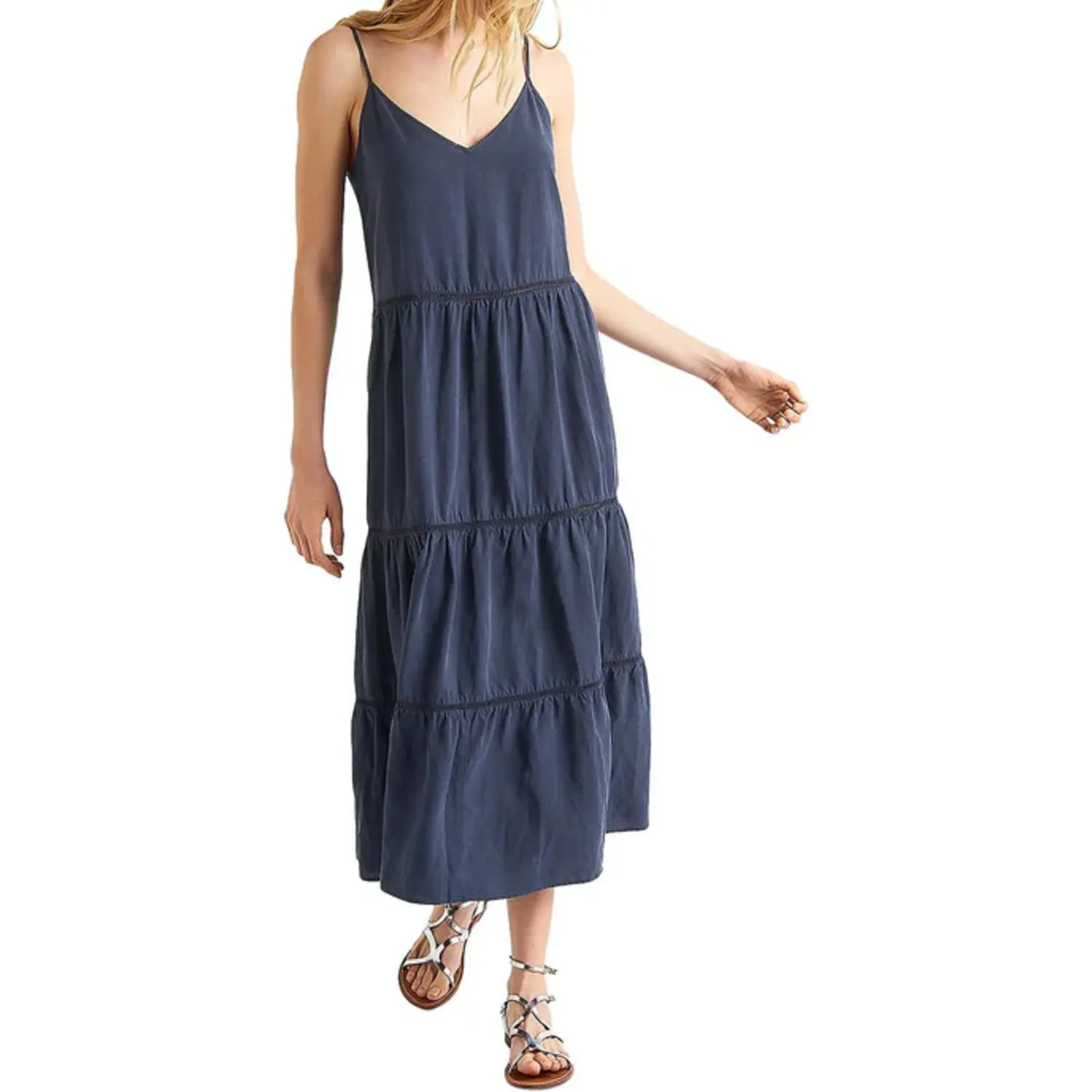 Splendid Iris Spaghetti Strap Linen Tiered Dress