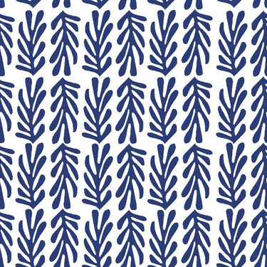 Seaweed in Blue on White Kate Nelligan Design Cotton Fabric by the Yard