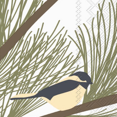 Chickadee and Pine Napkin