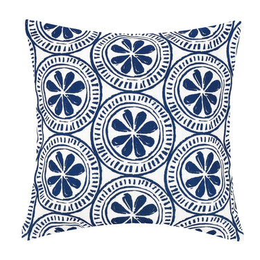 Indoor Outdoor Navy Medallion Pillow